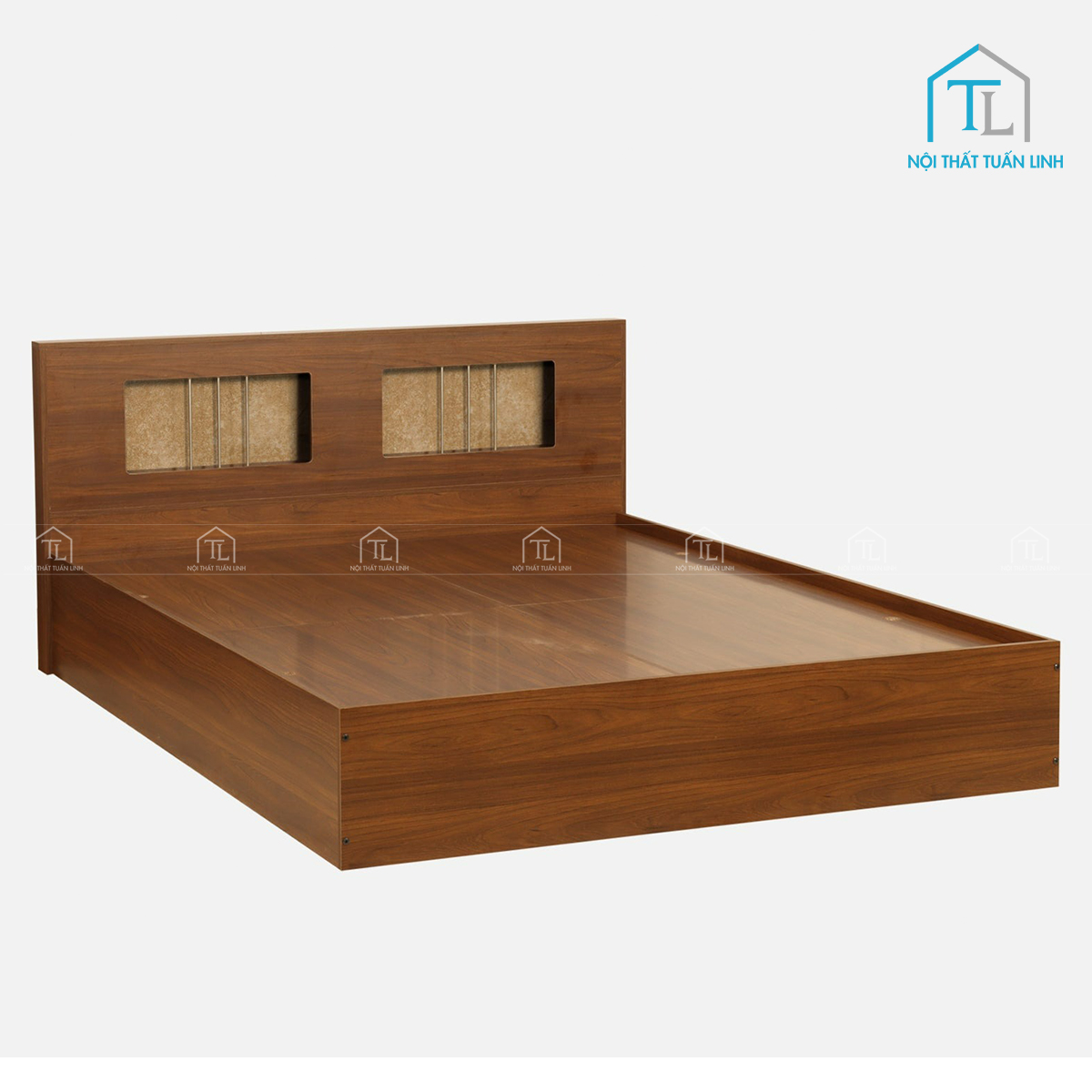 Giường ngủ gỗ công nghiệp có ngăn kéo thiết kế hiện đại, đầu giường tiện ích
