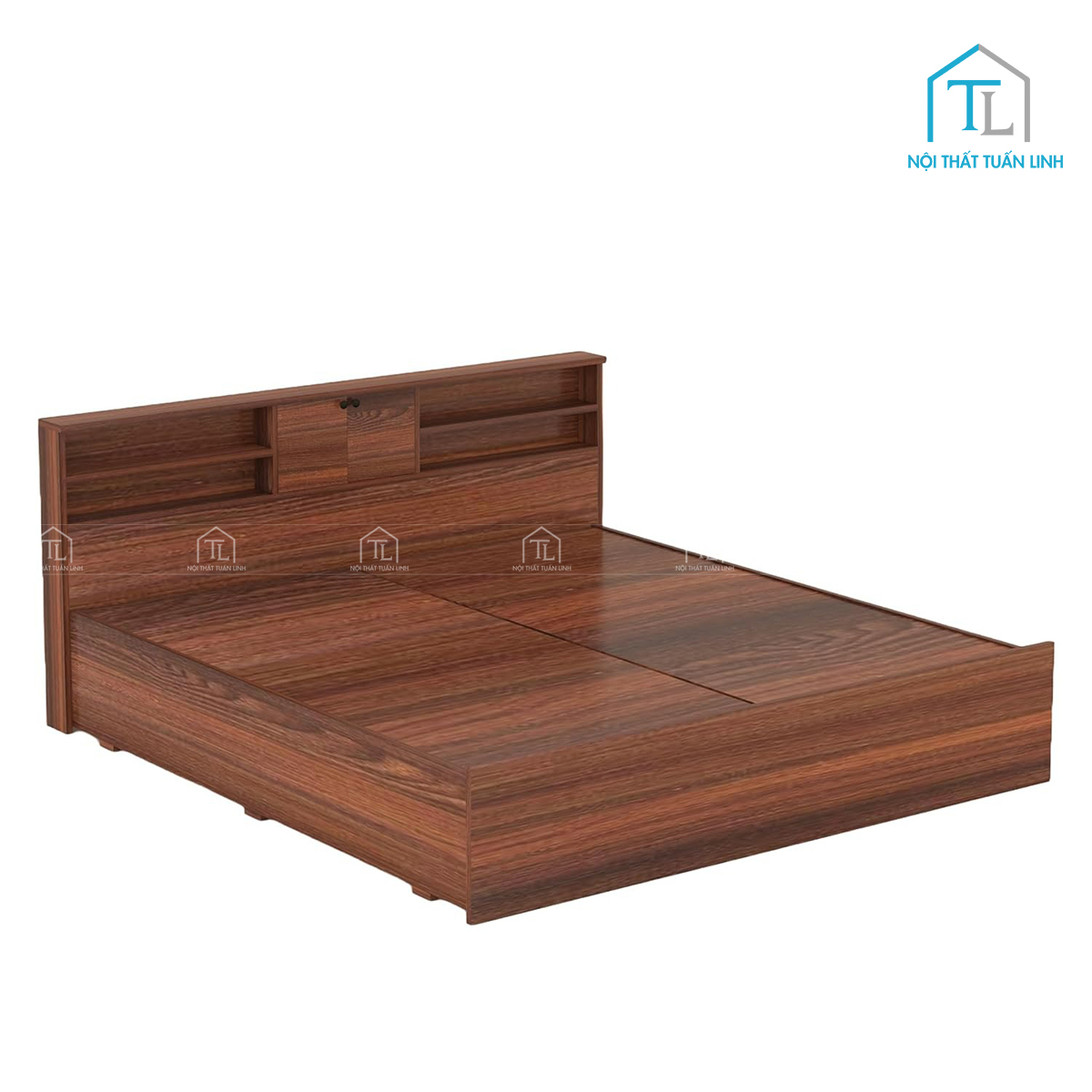 Giường ngủ gỗ công nghiệp có hộc lưu trữ thiết kế hiện đại (1m6 x 2m)