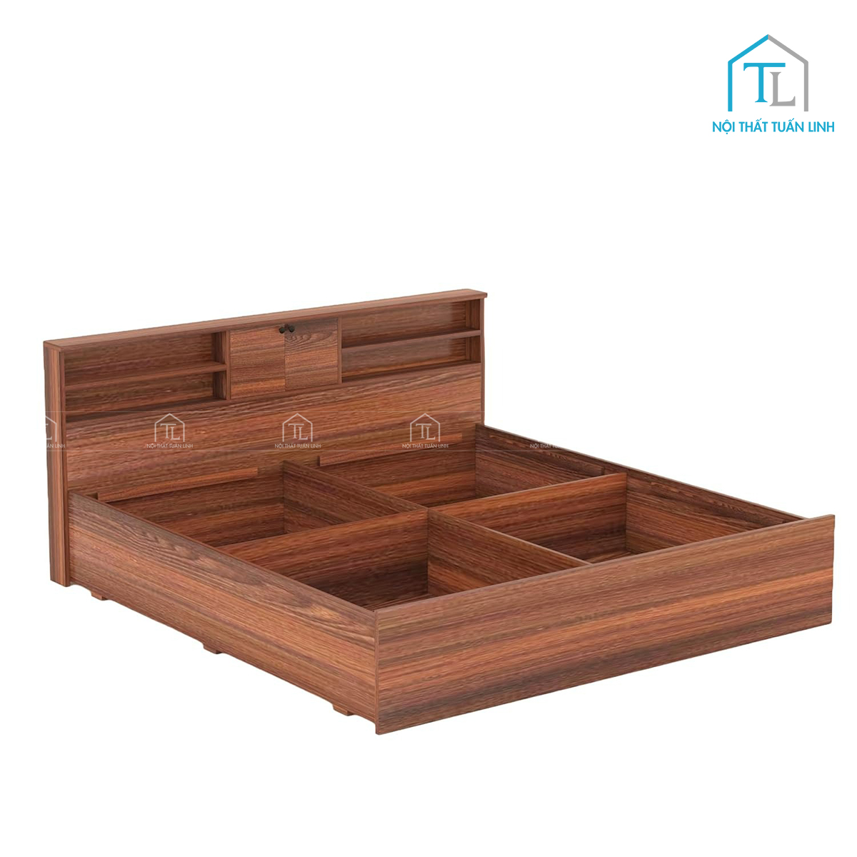 Giường ngủ gỗ công nghiệp có hộc lưu trữ thiết kế hiện đại (1m6 x 2m)