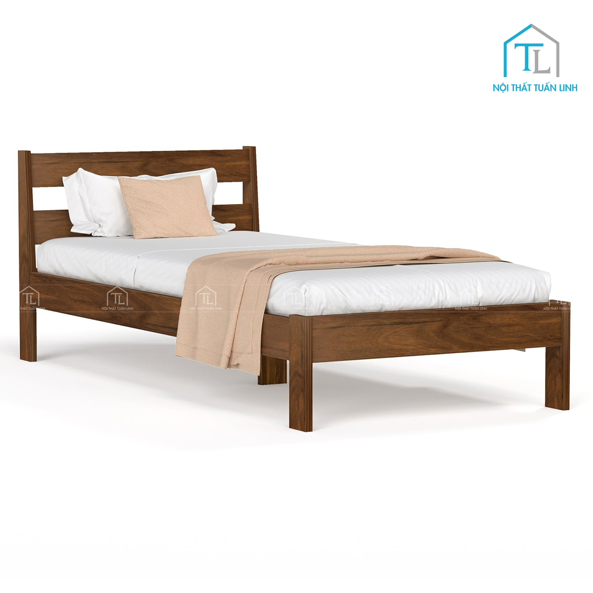 Giường ngủ gỗ công nghiệp đơn phong cách tối giản