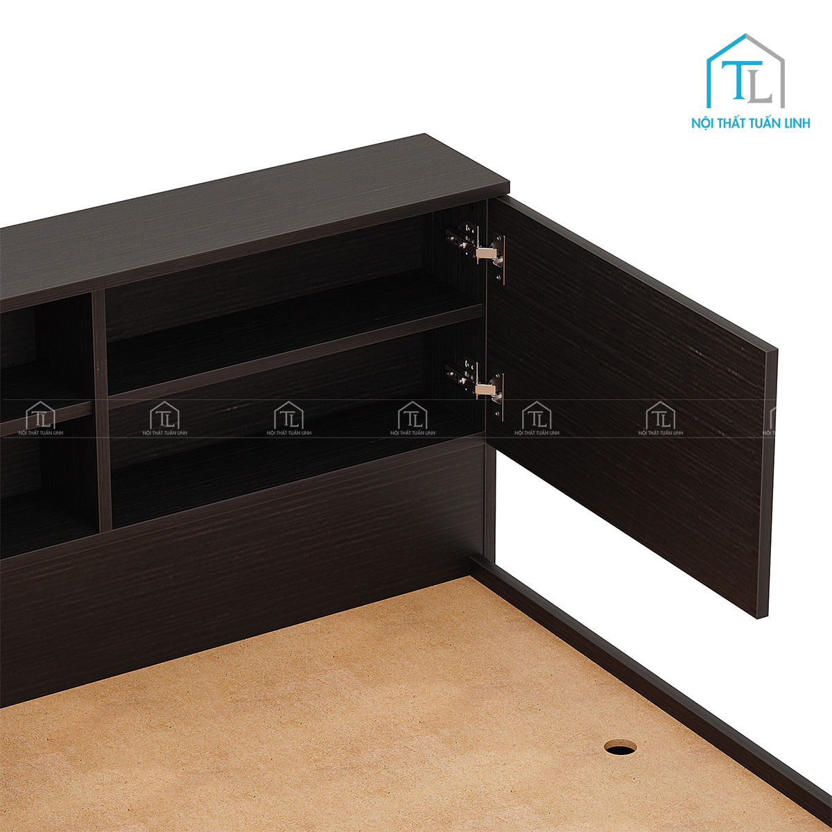 Giường ngủ gỗ công nghiệp tích hợp ngăn chứa hiện đại