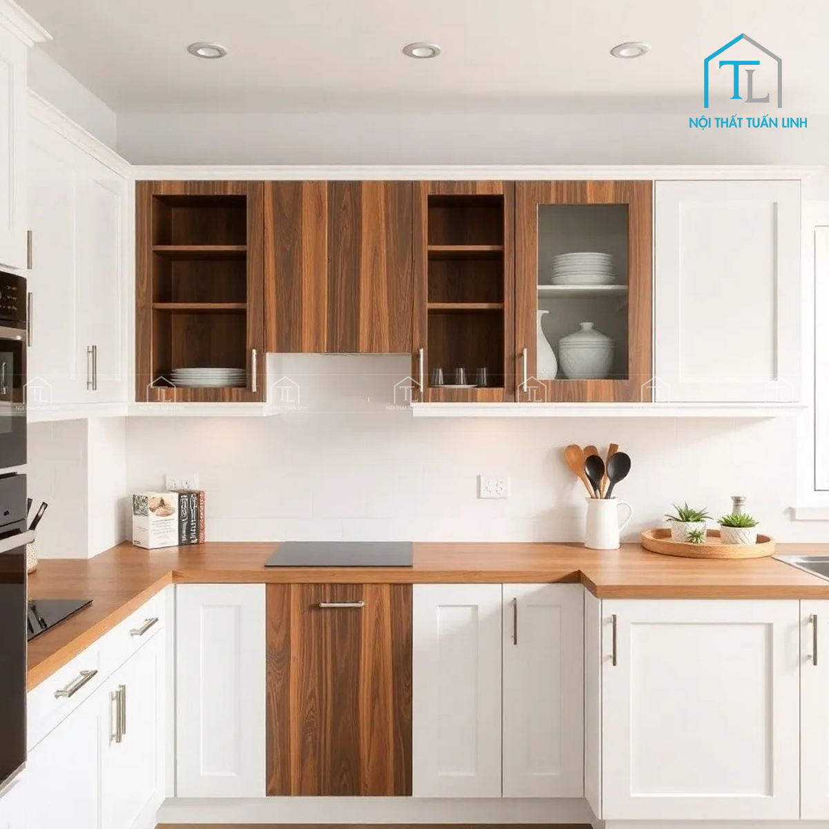 Tủ bếp MDF thiết kế thông minh tiện ích cho không gian bếp gọn gàng