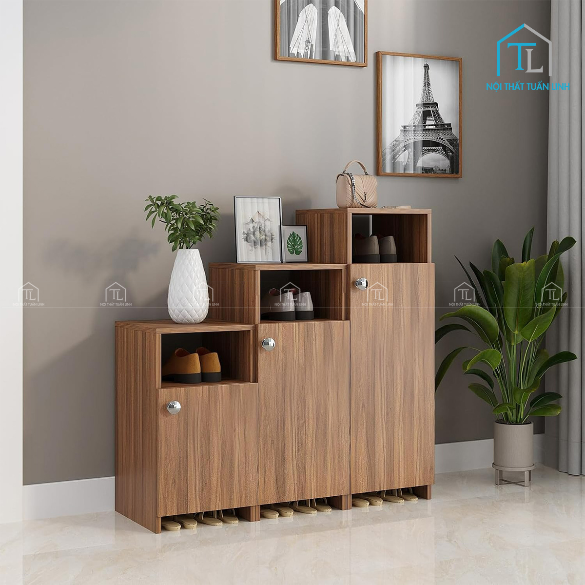Tủ giày dép gỗ công nghiệp thiết kế hiện đại 12 ngăn