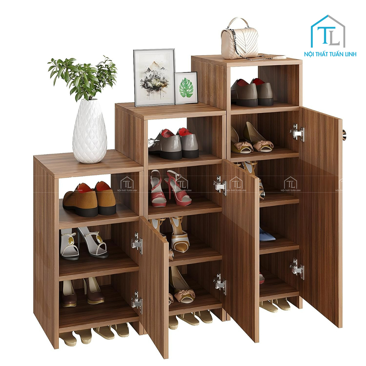 Tủ giày dép gỗ công nghiệp thiết kế hiện đại 12 ngăn