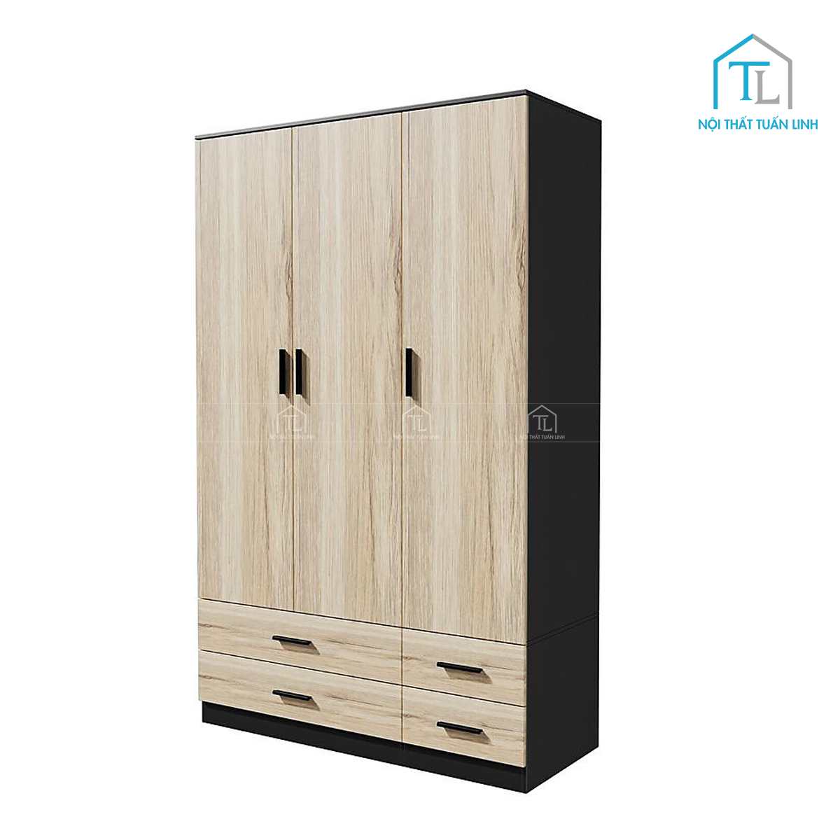 Tủ quần áo 3 cánh 4 ngăn kéo gỗ công nghiệp hiện đại