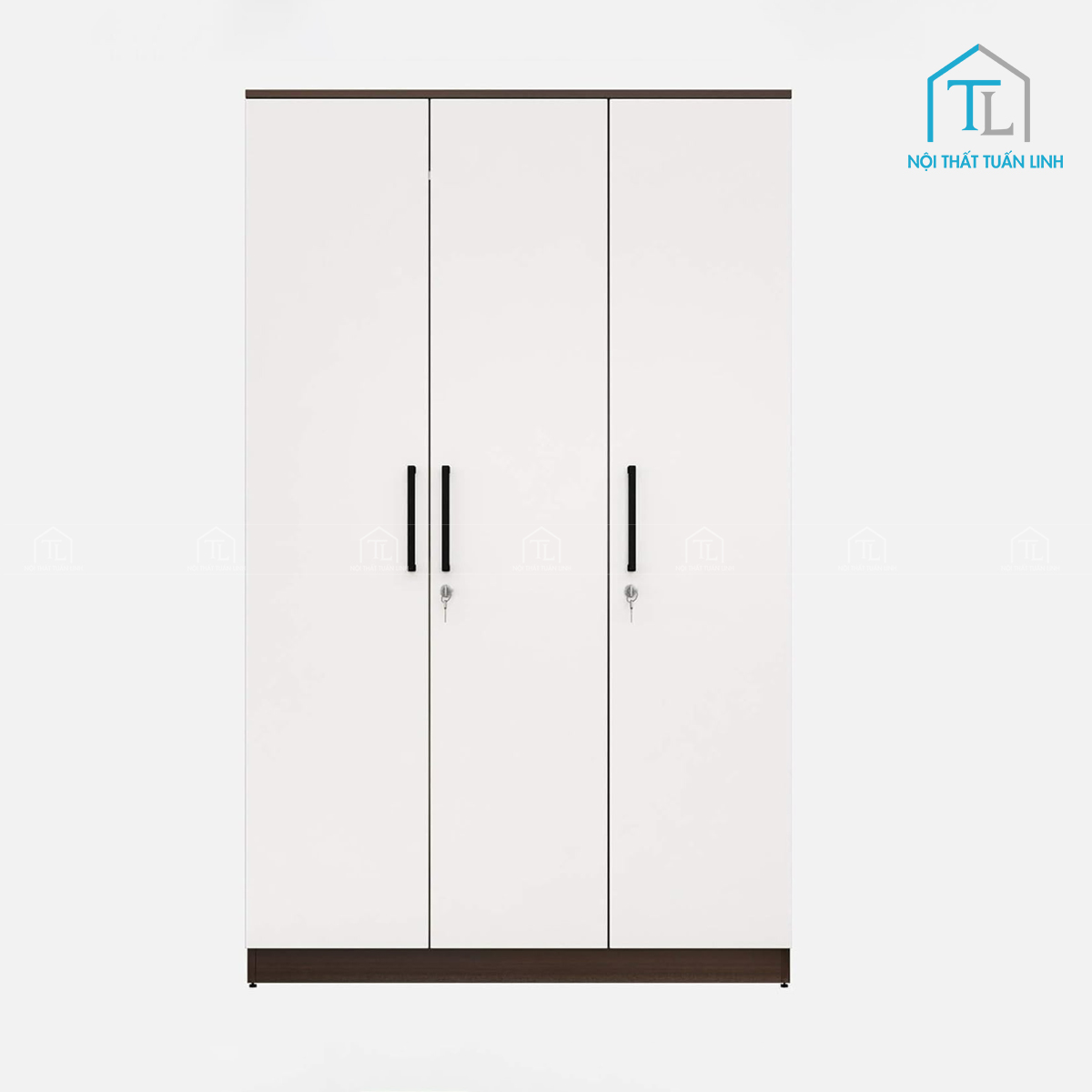 Tủ quần áo 3 cánh gỗ MDF phủ melamine màu trắng thiết kế hiện đại