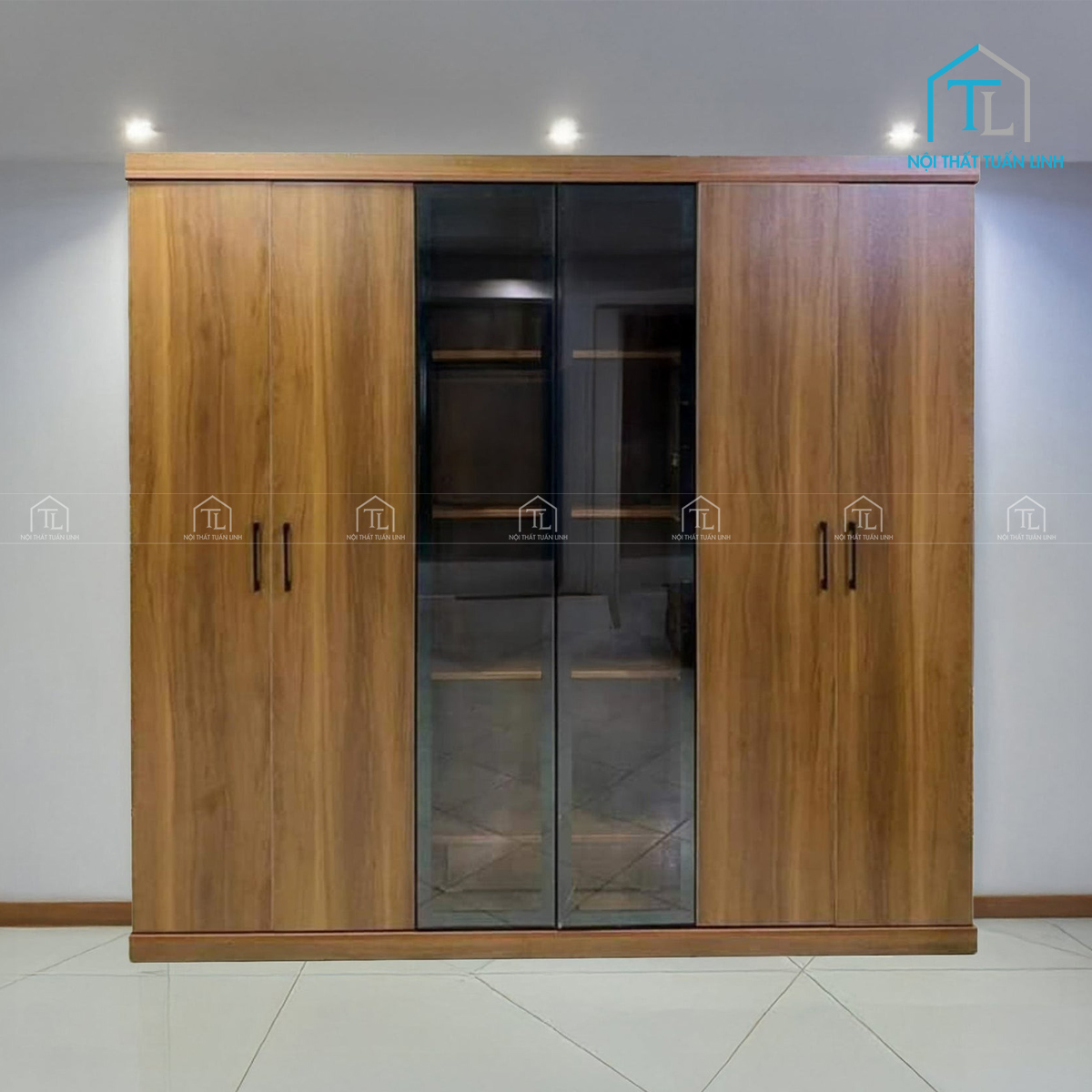 Tủ quần áo cánh kính màu nâu gỗ giá tốt