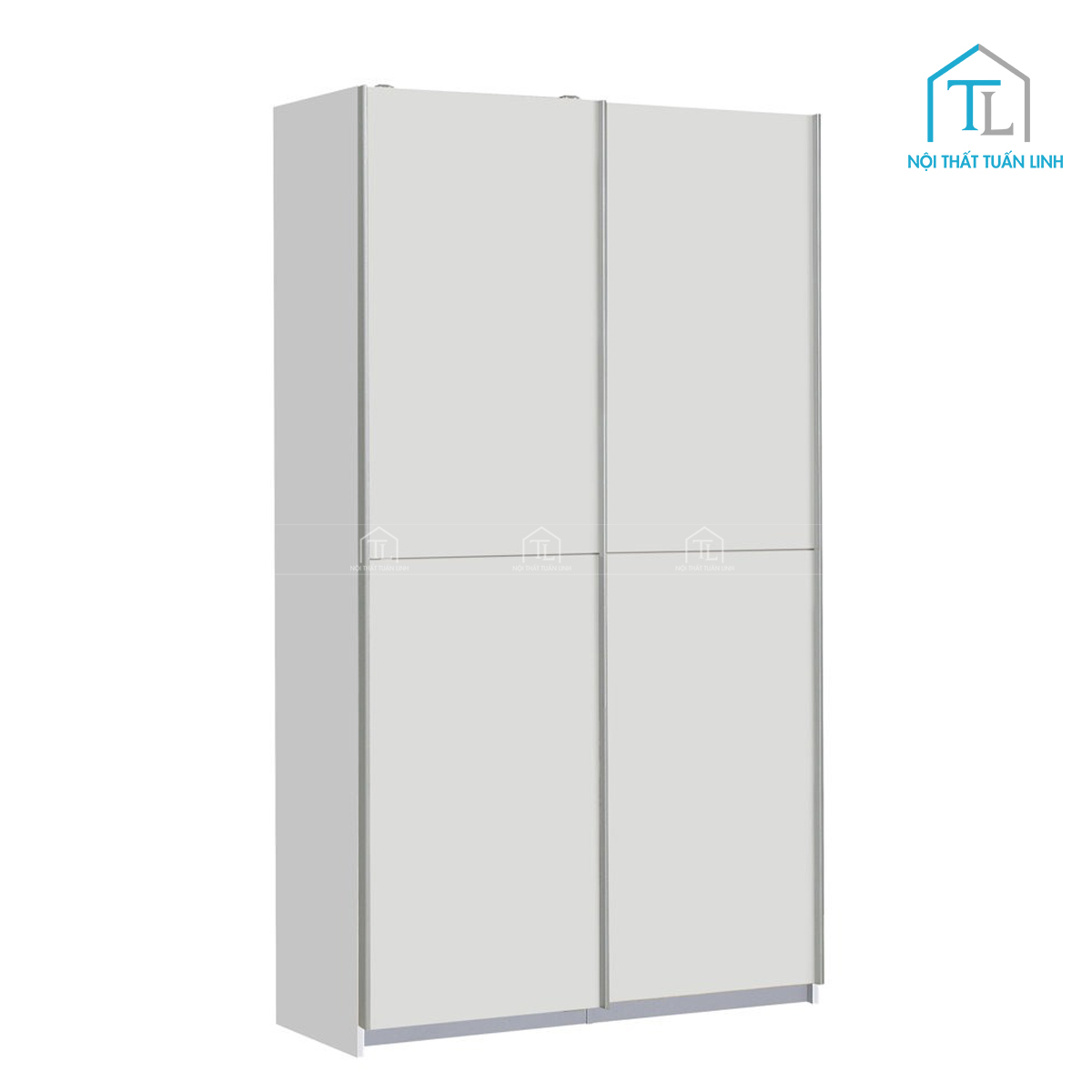 Tủ quần áo cửa lùa 2 cánh gỗ MDF màu trắng gọn gàng, tối ưu không gian