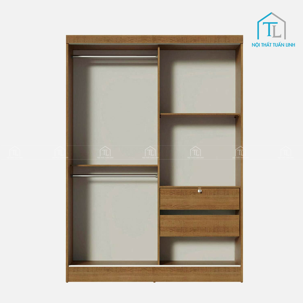 Tủ quần áo cửa lùa gỗ công nghiệp MDF kết hợp gương soi