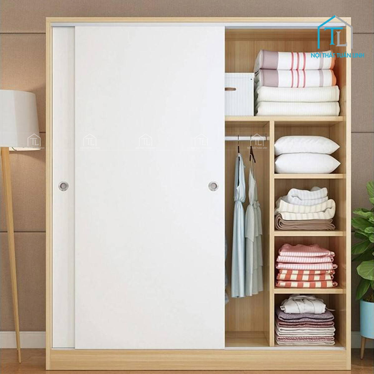Tủ quần áo cửa lùa gỗ công nghiệp tiện nghi giá tốt