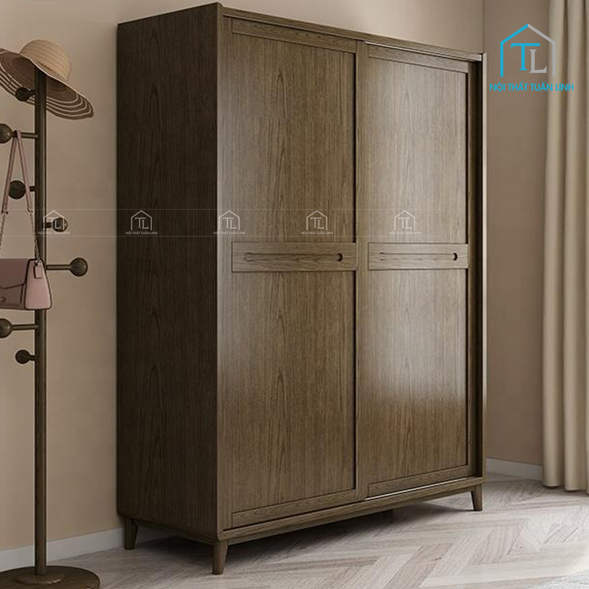 Tủ quần áo cửa lùa gỗ MDF thiết kế hiện đại, tiết kiệm không gian phòng ngủ