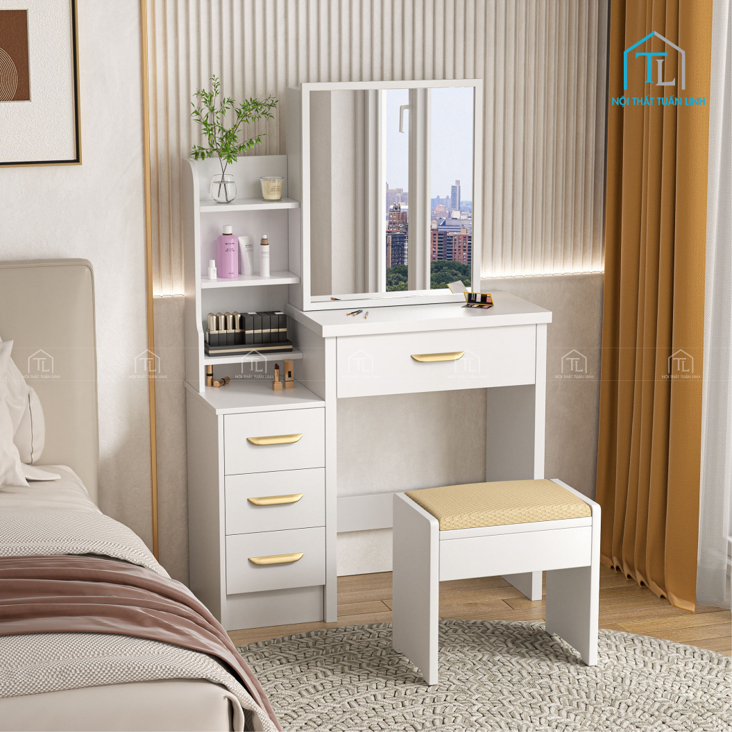 Tủ quần áo gỗ MDF màu trắng hiện đại