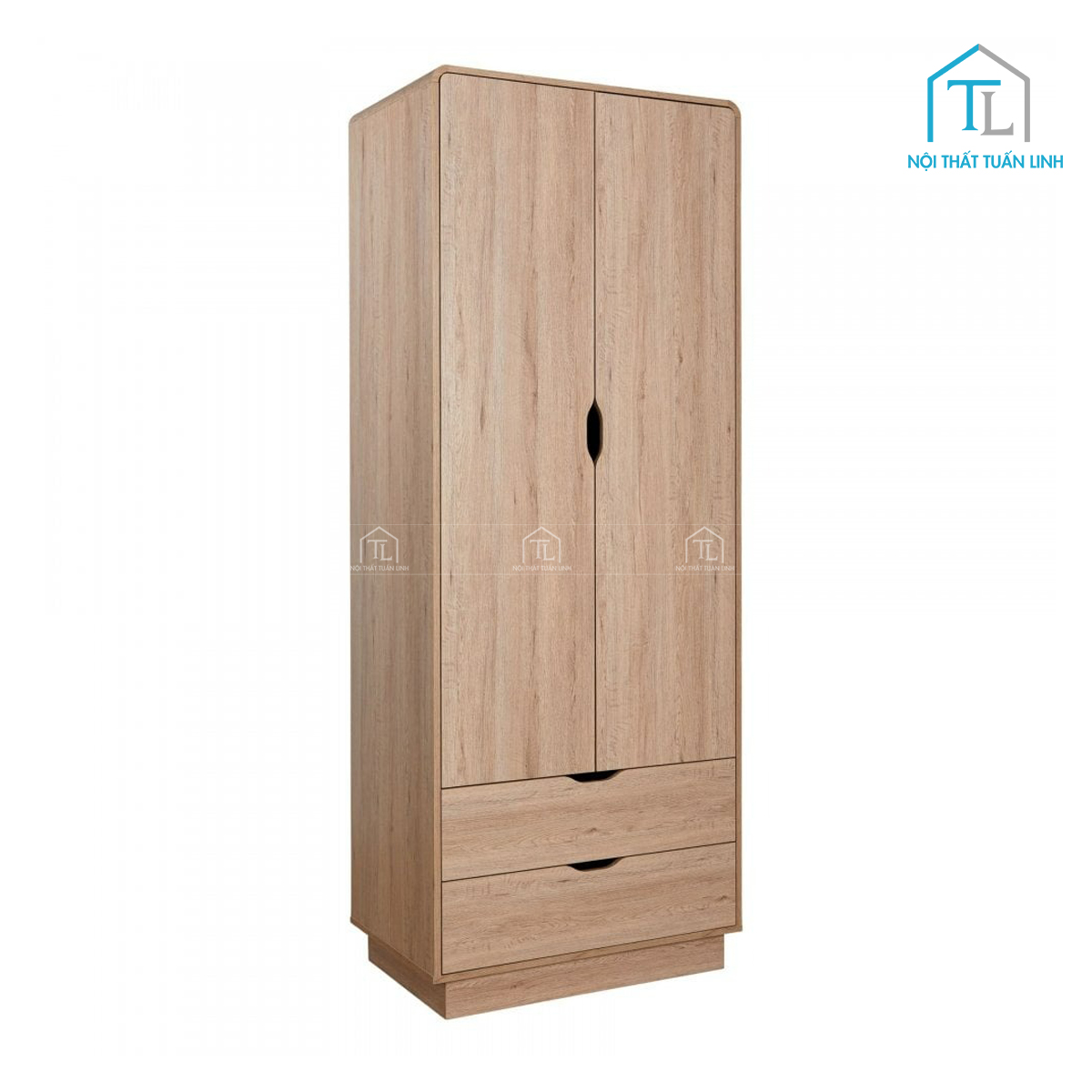 Tủ quần áo MDF 2 cánh phong cách mộc mạc, gọn gàng hiện đại